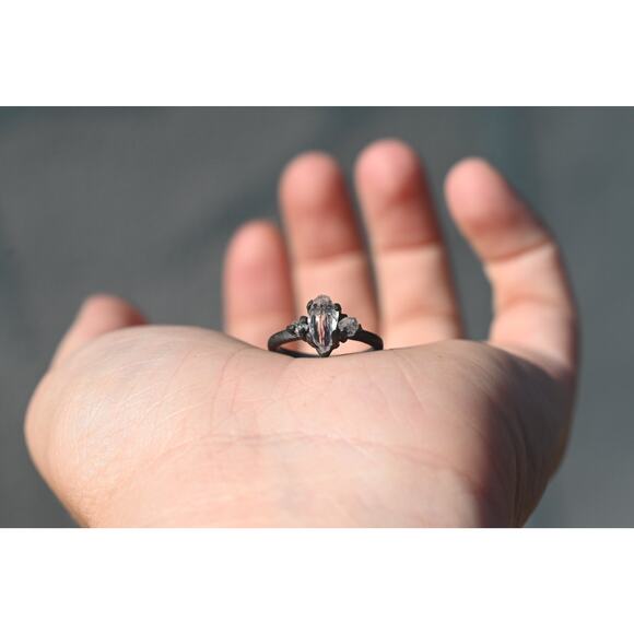 alternative raw diamond engagement rings, raw crystal size 4 5 6 7 8 8 9 10 11 - Picture 1 of 8